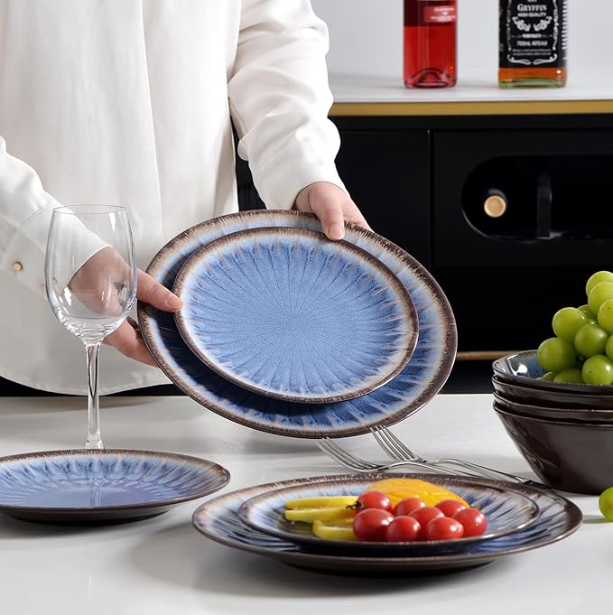 Dinnerware Set 12-Piece Melamine in Classic Blue