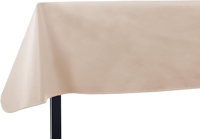Yourtablecloth Heavy Duty Vinyl Rectangle or Square Tablecloth – 6 Gauge Heavy Duty Tablecloth – Flannel Backed – Wipeable Tablecloth with Vivid Colors & Many Sizes 52 x 90 Sand
