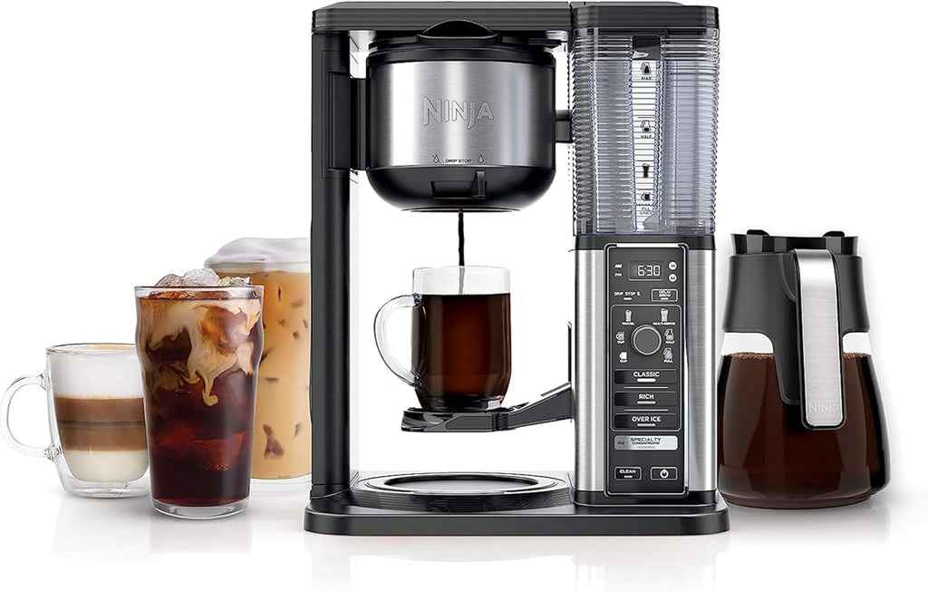 Coffee Maker, 10-Cup Carafe, Fold-Away Frother, Black, CM401