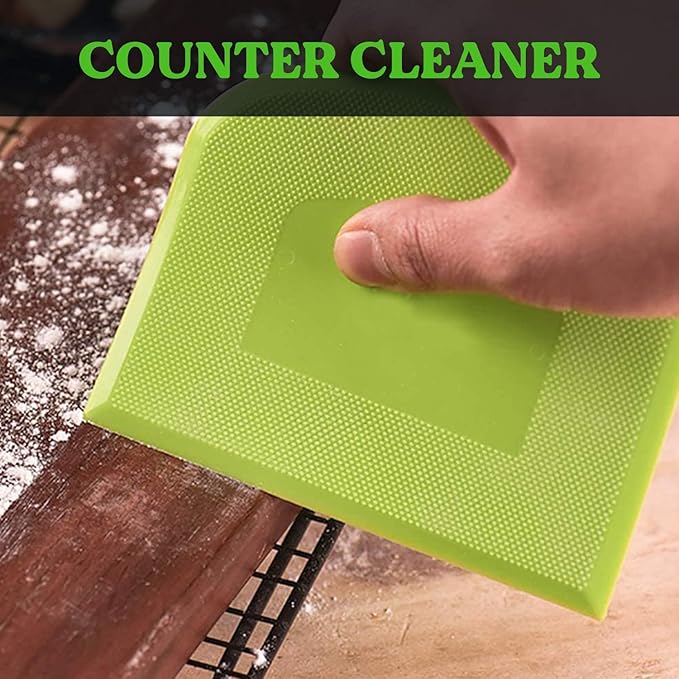 SURDOCA Dough Scraper Bench Scraper - 3P 8.3x5.5" Plastic Flexible Bowl Scraper, Sharp Edge & Angles Cake Scraper. Non-Slip Bakeware Decorating Tools Sculpting & Modeling Tools - Blue+White+Pink