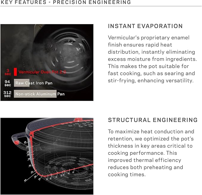 Vermicular Oven Pot 2.0 | Lightweight Enameled Cast Iron Pot | 18cm (2 Qt) | Non-Toxic | Induction-compatible | Dutch Oven | Made in Japan | Oyster Gray