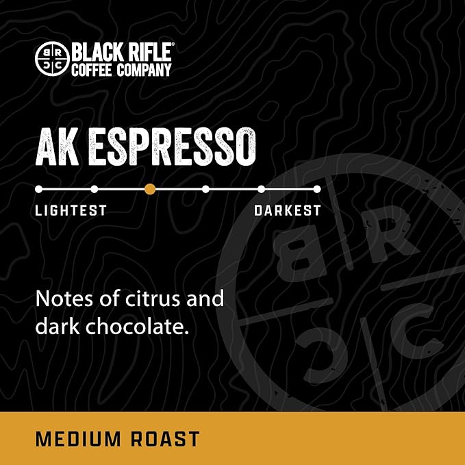 Black Rifle Coffee Company AK Espresso, 50 Count, Medium Roast K Cups - Single Serve K Cups Coffee Pods - Kcup Pods Compatible with Keurig 1.0 & 2.0 - Made from Arabica Beans