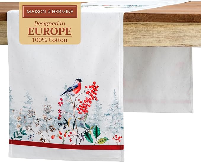 Table Runner 100% Cotton, Double Layer, 14.5 x 108 Inch, Morzine Print