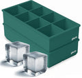 glacio Ice Cube Molds – 2-Pack Silicone Trays for 8 Large Square Cubes – Slow-Melt Ice for Whiskey, Cocktails, Coffee & More
