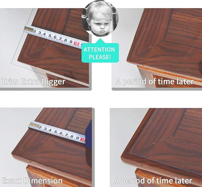 NECAUX Custom 32 x 32 Inch Clear Table Cover Protector, 1.5mm Thick Crystal Water Resistant Plastic Square Heavy Duty Desk Pad Mat Non-Slip Tablecloth Protector for Dining Room Table, Meeting Table