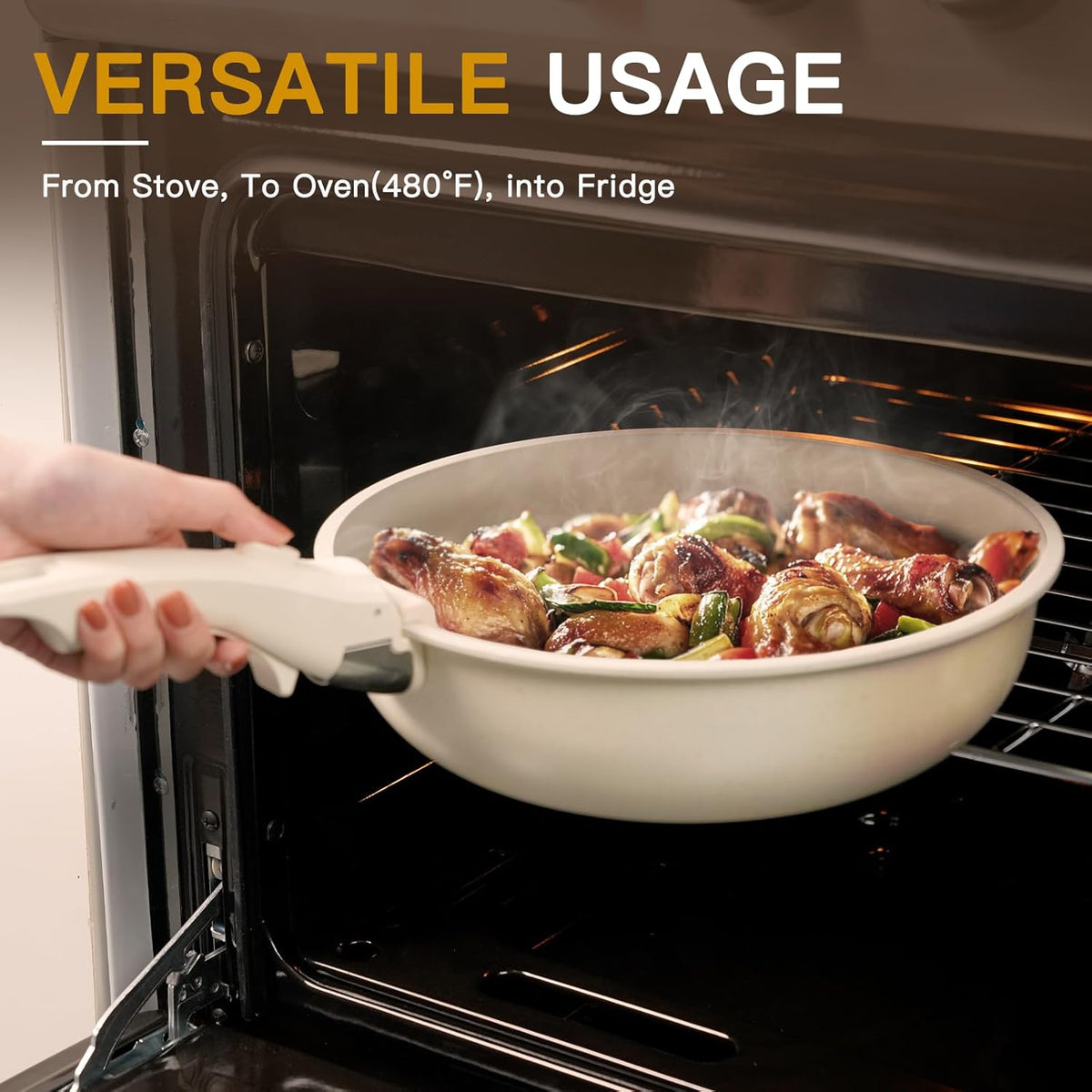 21 Pcs Pots and Pans Set Non Stick, Ceramic Cookware Set Detachable Handle, RV – alternate view