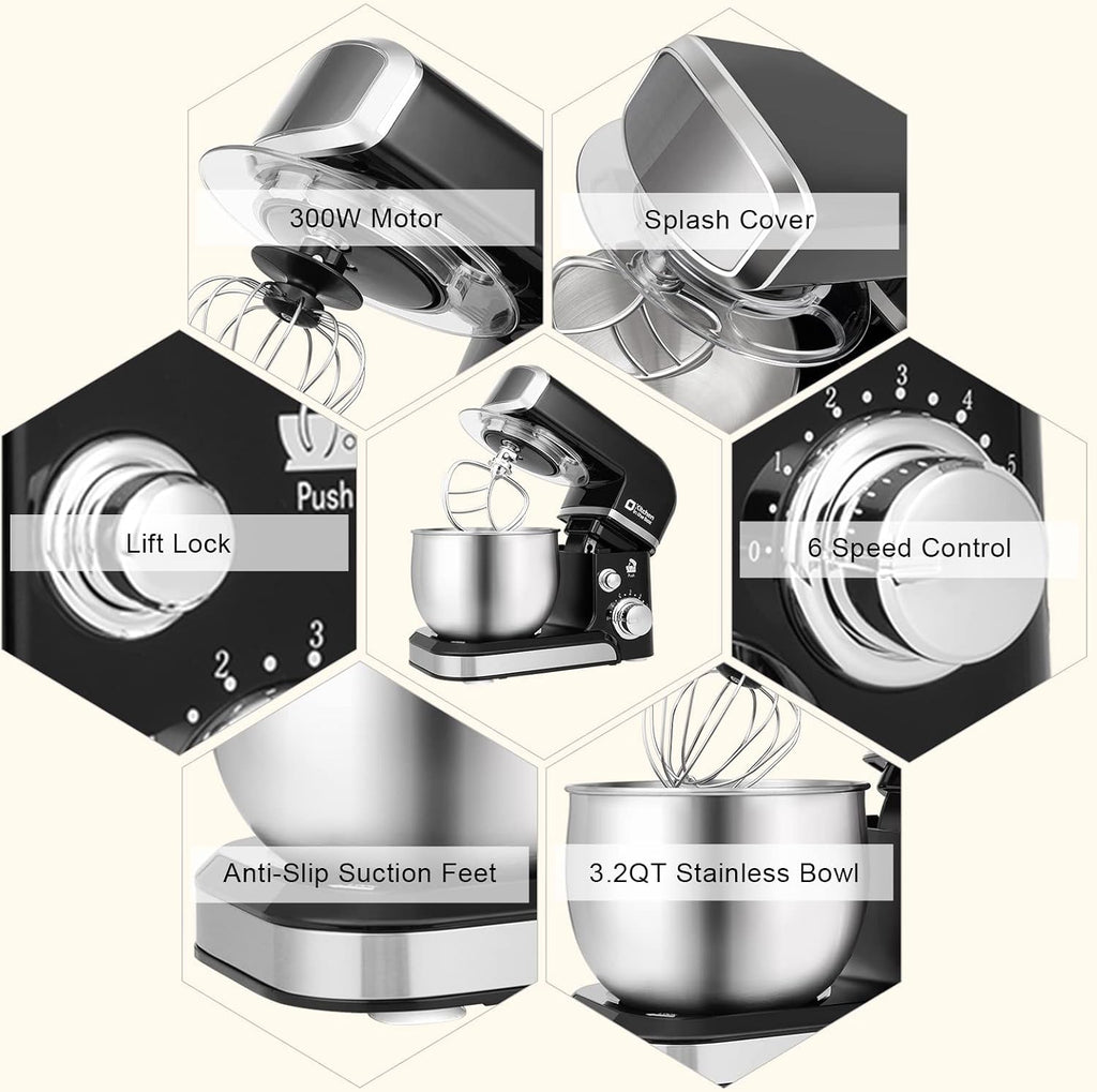Stand Mixer,3.2Qt Small Electric Food Mixer,6 Speeds Portable Lightweight – features