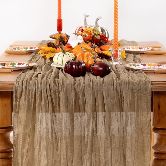 Table Runners 4 Pack, Nude Cotton Cheesecloth Gauze, 35 x 120 Inch