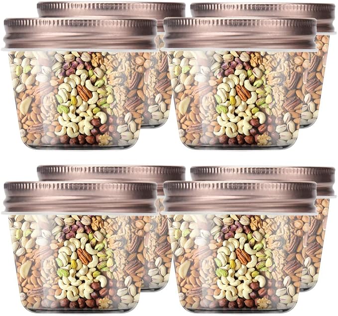 Food Jars 4 oz Plastic 20 Pack with Black Screw-On Lids