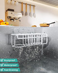 Kitchen Sink Caddy Organizer, Stainless Steel Sponge Holder, White