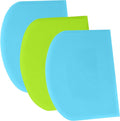 SURDOCA Dough Scraper Bench Scraper - 3P 8.3x5.5" Plastic Flexible Bowl Scraper, Sharp Edge & Angles Cake Scraper. Non-Slip Bakeware Decorating Tools Sculpting & Modeling Tools - Blue+Green+Blue