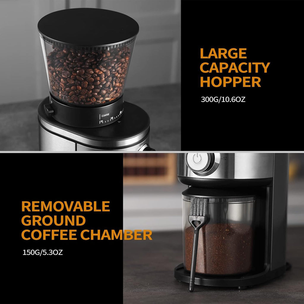 Burr Coffee Grinder, Electric Conical Coffee Bean Grinder With 30 Adjustable – another angle