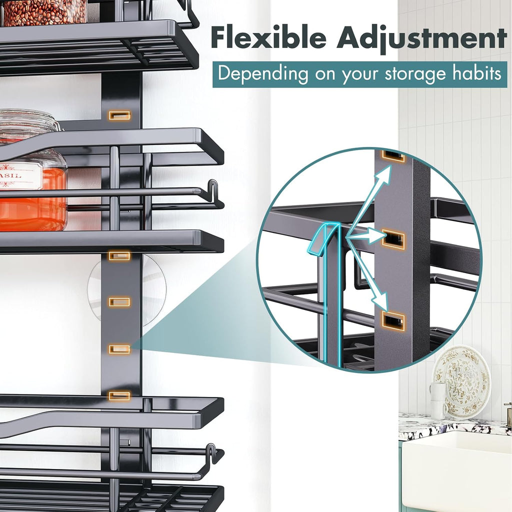 Over The Door Pantry Organizer，9-Tier Over The Door Organizer with Adjustable – features