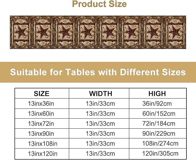 Brown Geometric Table Runner for Dining Tables, 13 x 60 Inch