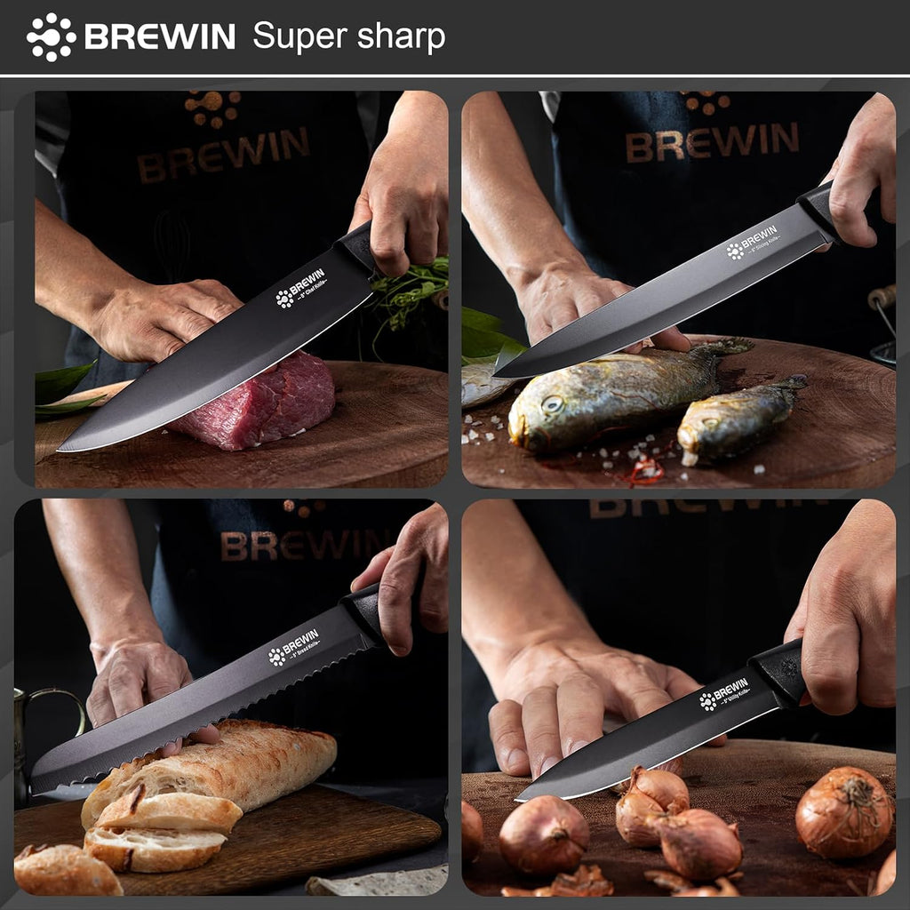 Knife Set, 8PC Kitchen Knife Set with Universal Block and Scissors – size reference
