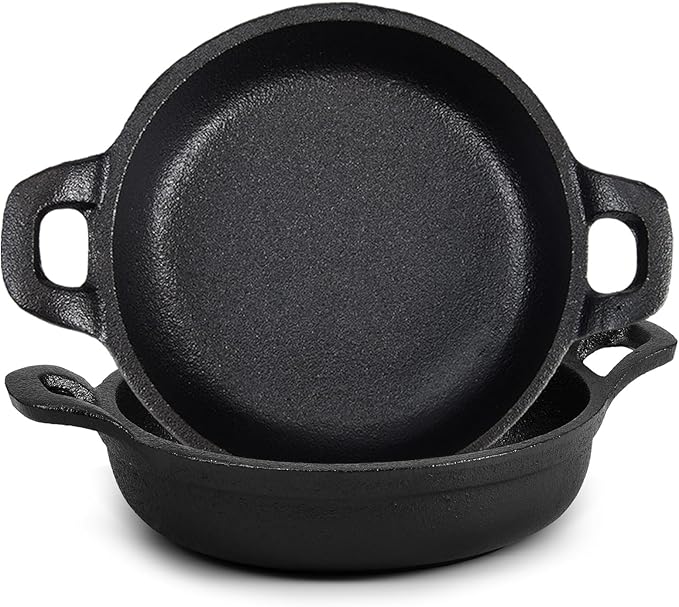 Skillets: 2-Pack 5-Inch Black Cast Iron Mini Pans