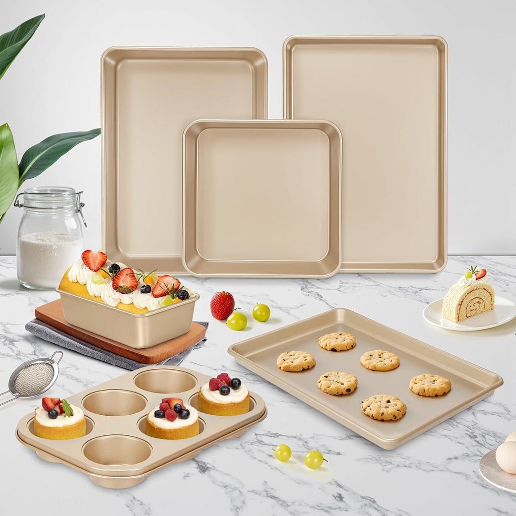 Baking Pans Set, Nonstick Stackable Bakeware Sets, Oven Pans for Cooking, 6 – set view