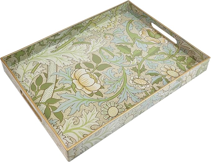 Serving Tray in Plastic, 15.7 x 11.8 Inch Rectangle with Handles