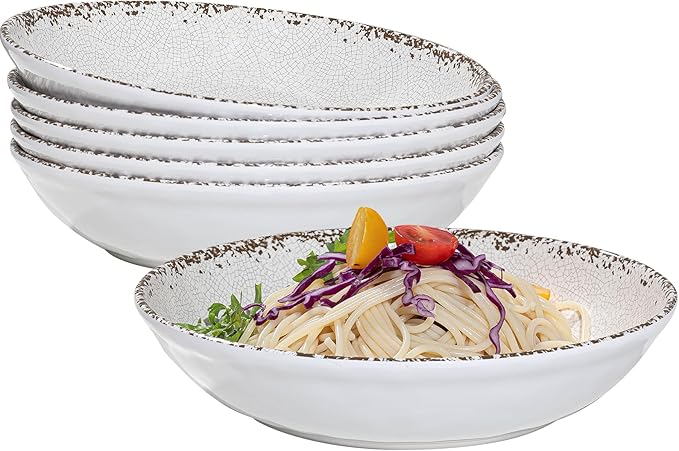 Pasta Bowls, 6-Pack, 9.25-Inch Antique Ivory Melamine