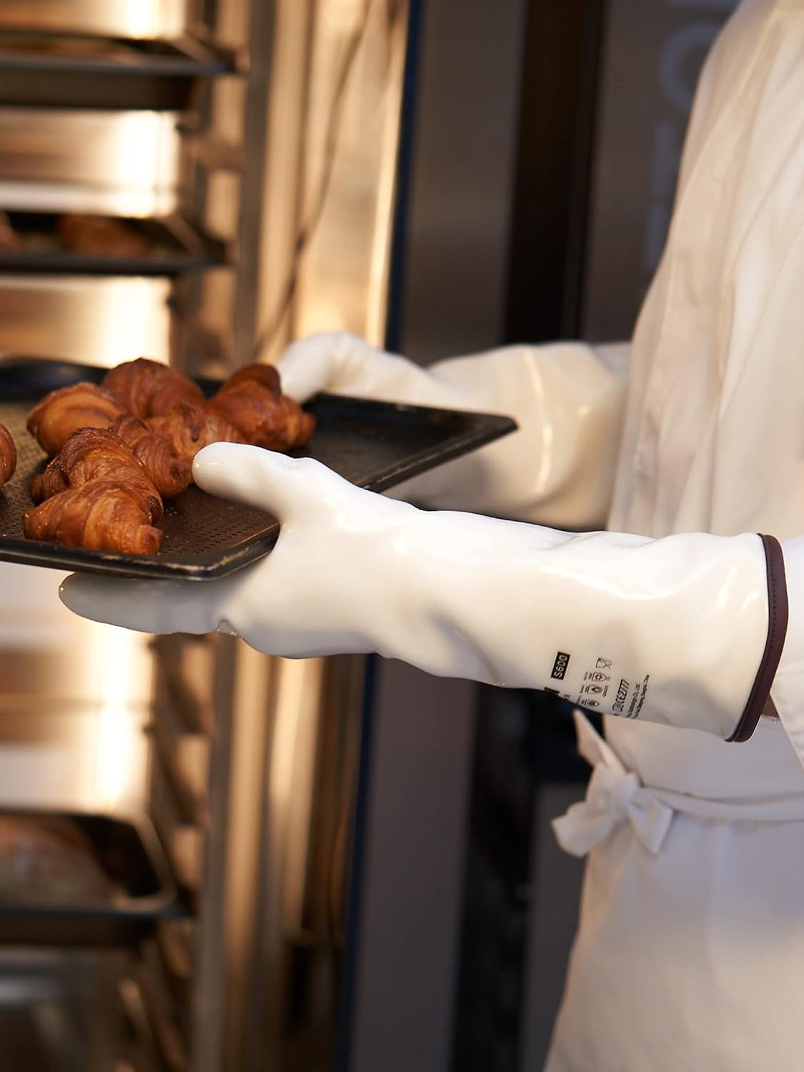 LANON 15" Liquid Silicone Oven Mitts,Heat Resistant,CoralAir Liner,White,M – features