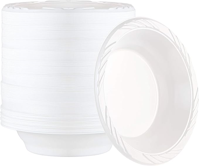 PLASTICPRO 200 Count Disposable 18 ounce White Plastic Soup Bowls