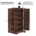 Pantry Cabinet with Barn Doors and Adjustable Shelves, Brown