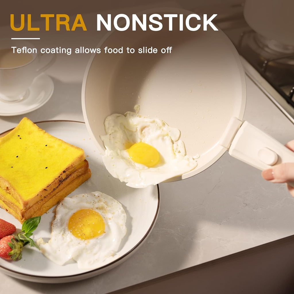 21-Piece Cookware Set: Aluminum Nonstick with Detachable Handle