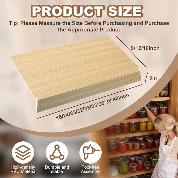 5 Pcs Wire Rack Covers 28x16x3 inch PVC Pantry Shelf Cover 0.31 inch Thick Removable Closet Wire Rack Shelf Covers,Decoration Kitchen Bathroom Office Shelving (Wood Color,28x16x3 inch)