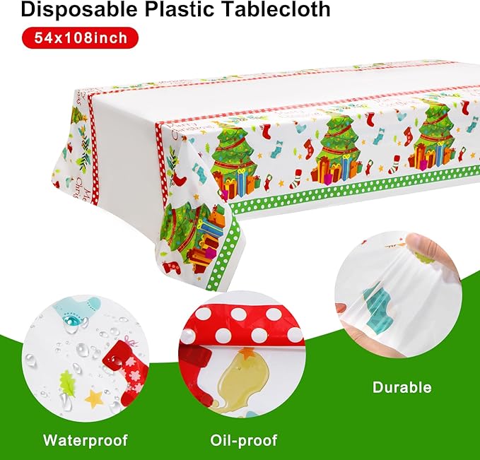 Disposable Christmas Plates Set, Green Tree Pattern, 176 Pieces