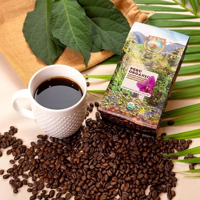 Low Acid Organic Coffee – Whole Bean, Mold-Free & Stomach Friendly by Java Planet, Peruvian Single Origin Coffee, Medium Dark Roast, Smooth Full Flavored, 2x1LB Bag