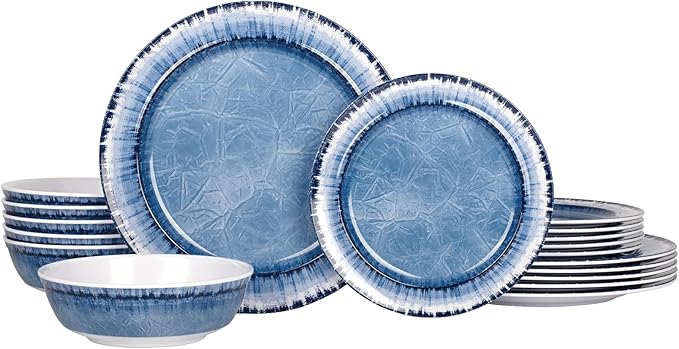 Dinnerware Set 18 Pieces Navy Melamine Service for 6