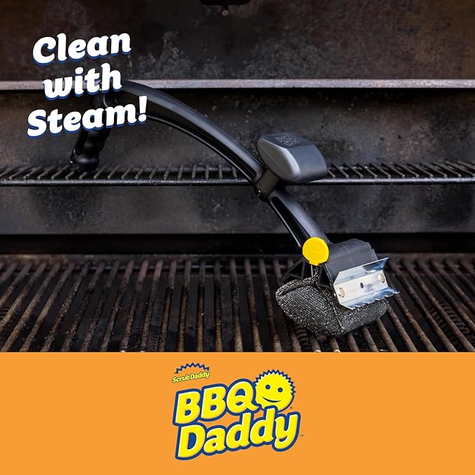 Scrub Daddy Household Cleaning Supplies - The Microfiber BBQ Bundle - Includes 2 Microfiber Towels, 1 Grill Brush & PowerPaste Cleaning Paste with 1 Scrub Mommy Sponge