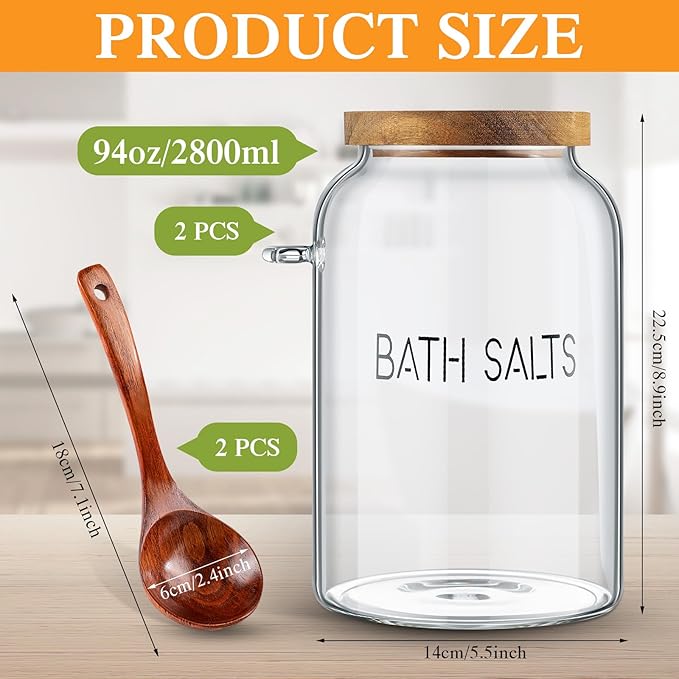 Glass Food Jar with Wooden Lid, 94 oz Clear Canister