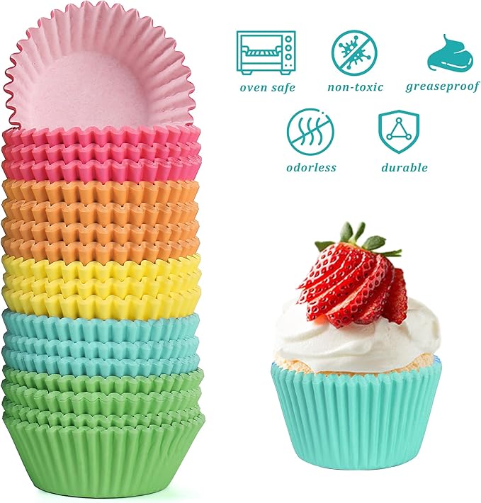 Baking Cups 1000 Count 1.4 Inch Mini Paper Liners in Rainbow Colors