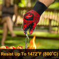 Oven Mitts for Grilling, Red Silicone Grip, 11-Inch Heat Resistant Gloves