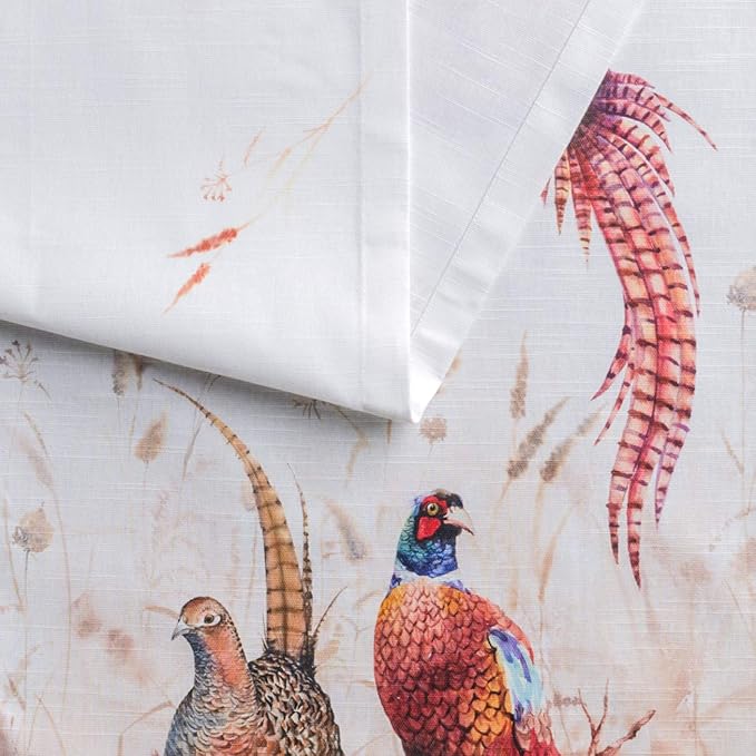 Cotton Table Runner 14.5 x 90 Inch, Faisan D'Automne Watercolor Design