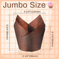 Baking Cups, 300 Count Brown Tulip Jumbo, 2-1/4 x 4 Inch