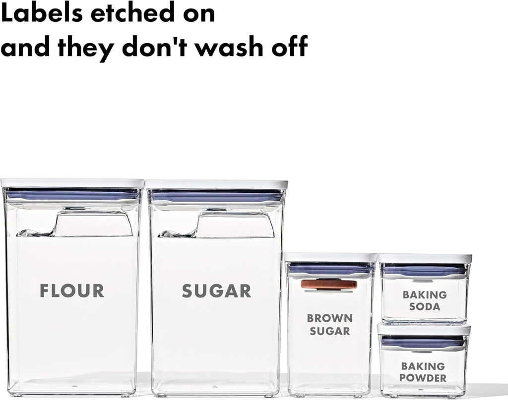 Good Grips 8-Piece Prelabeled Baking POP Container Set – features