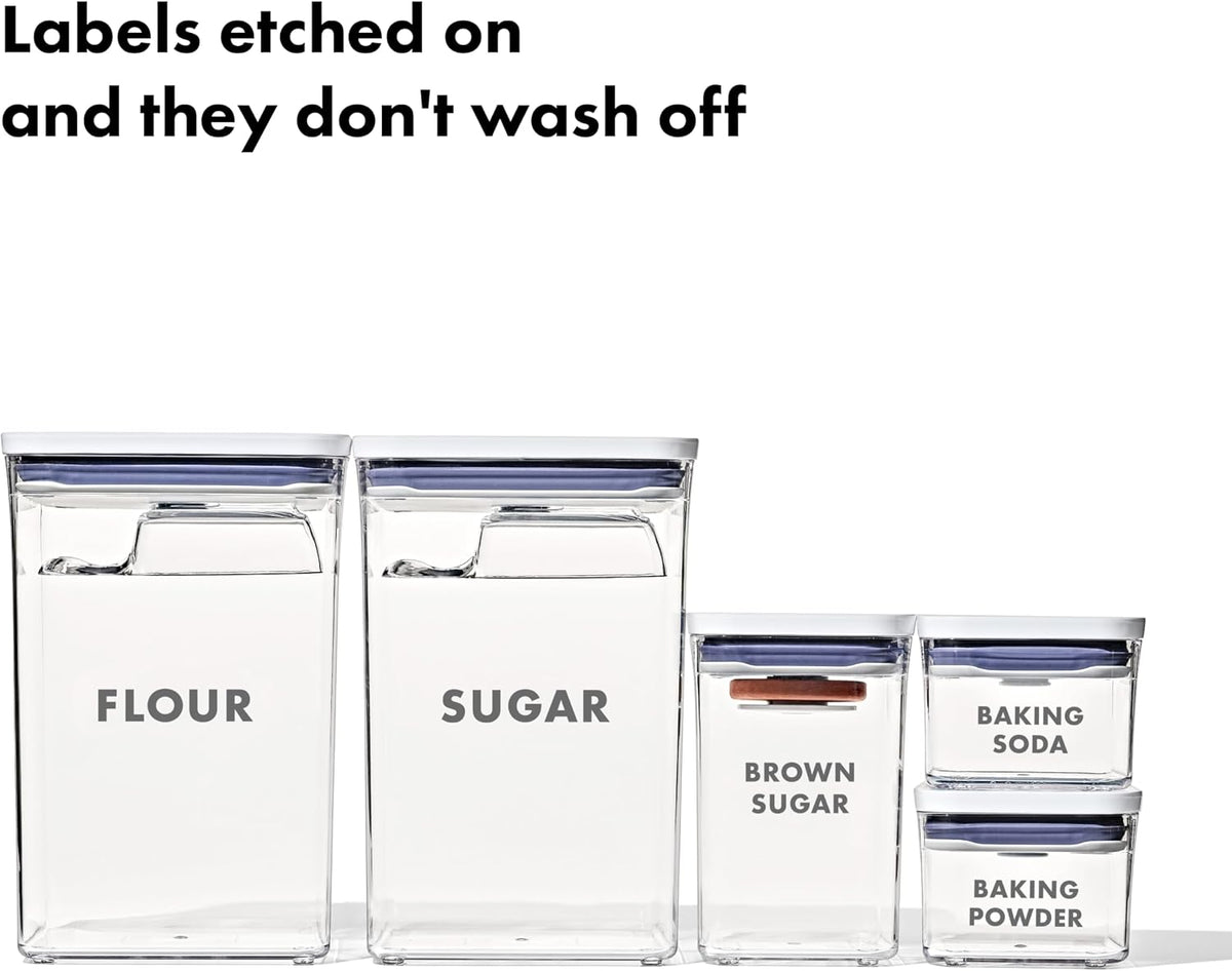 Good Grips 8-Piece Prelabeled Baking POP Container Set – features