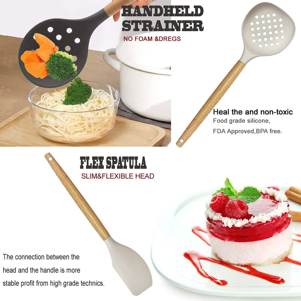 Kitchen Utensils Set- 35 PCs Cooking Utensils with Grater,Tongs, Spoon Spatula – size reference
