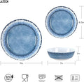 Melamine Dinnerware Set for 4, 12-Piece Navy Blue Round Dishes