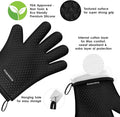 Silicone BBQ Oven Gloves, 12-Inch Deep Black Pair with Cotton Lining