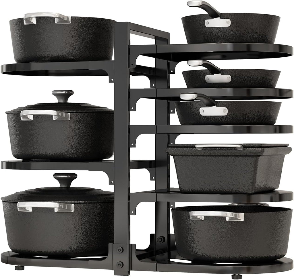 Adjustable Heavy Duty Pots and Pans Organizer Under Cabinet, 8-Tier Pot and Pan
