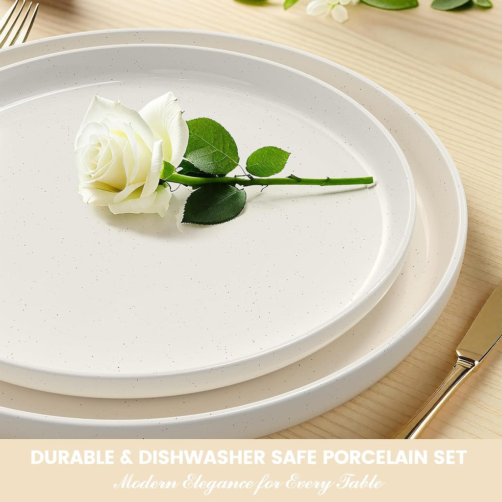 24-Piece Stoneware Dinnerware Set for 8, Plates and Bowls Set – close-up