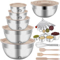 Stainless steel mixing bowls set with lids, 25 pieces, khaki
