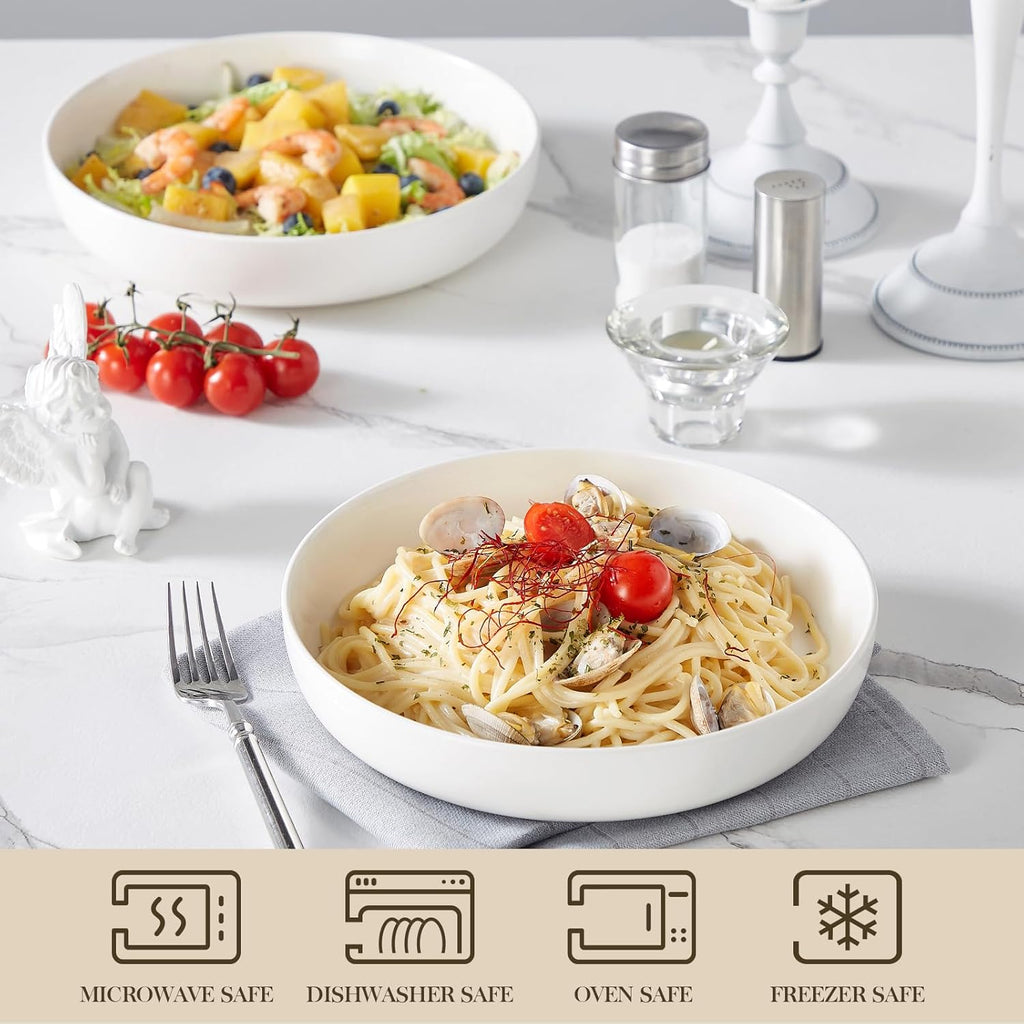 48 Oz Pasta Bowls Set of 4, Ceramic Salad Bowls, White – alternate view