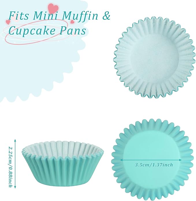 Baking Cups 1000 Count 1.4 Inch Mini Paper Liners in Rainbow Colors