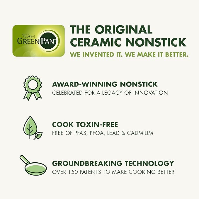 GreenPan Nova 10-Piece Cookware Pots & Pans Set, Oprah’s Favorite Things 2024, PFAS-Free Ceramic Nonstick, Fry, Sauté, Stockpot, Utensils, Lids, Induction Suitable, Dishwasher & Oven Safe, Clay