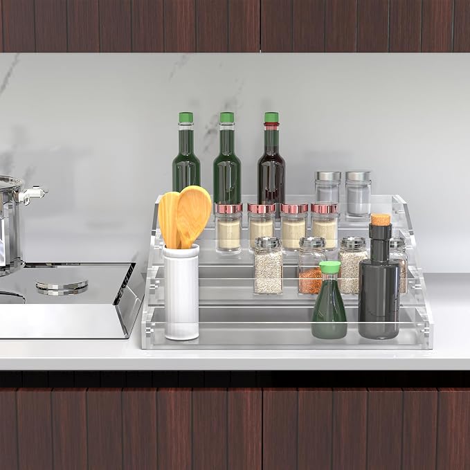 Spice Rack, 4-Tier Clear Acrylic Seasoning Organizer