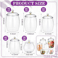Food Jar Canisters, 6 Clear Plastic Jars with Lids, 30 to 90 oz